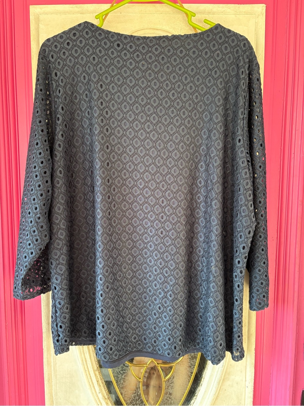Ruby Rd. Navy Eyelet Tunic Top - Picture 4 of 5